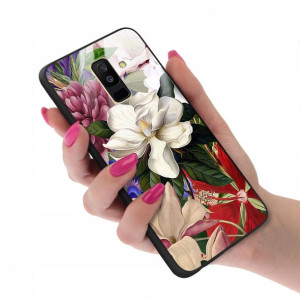 Etui GLASS do SAMSUNG A6 PLUS 2018 Kwiatki Wzory