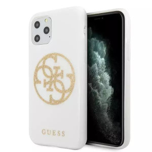 Guess GUHCN65TPUWHGLG iPhone 11 Pro Max biały/white hard case Glitter 4G Ci