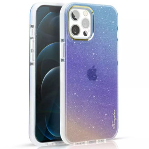 Kingxbar Ombre Series kolorowe brokatowe etui do iPhone 13 Pro niebieskofio