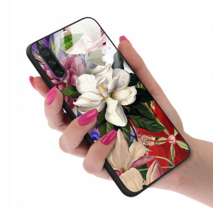 Etui GLASS do XIAOMI Mi A3 LITE Case Kwiatki Wzory