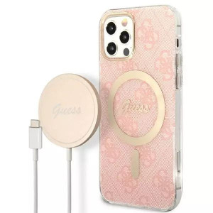 Zestaw Guess GUBPP12MH4EACSP Case+ Charger iPhone 12/12 Pro różowy/pink har