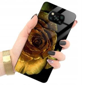 ETUI GLASS do XIAOMI POCO X3 Gold Glamour Wzory
