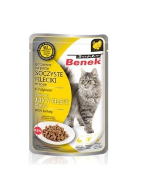 Super Benek Juicy Filets in Gravy with Turkey 85 g - mokra karma dla kotów