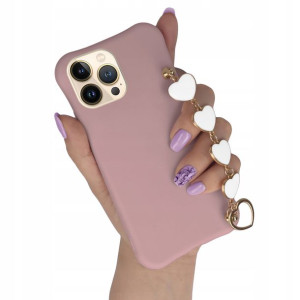 Etui Mat CIEMNY RÓŻ do IPHONE 13 PRO MAX Łańcuszek