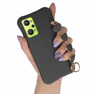 Etui Mat Czarny do REALME GT NEO 2 Łańcuszek Serce