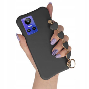 Etui Mat Czarny do REALME GT NEO 3 5G Brelok Serce