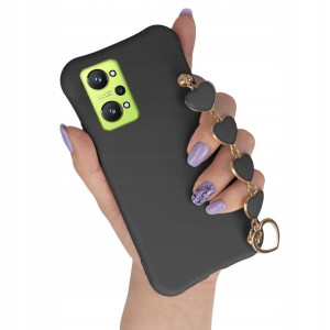 Etui Mat Czarny do REALME GT2 5G Łańcuszek Serce