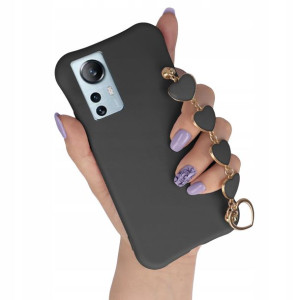Etui Mat Czarny do XIAOMI 12 LITE Łańcuszek Serce