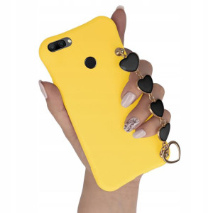 Etui Mat ŻÓŁTY do HUAWEI HONOR 9i 2018 Łańcuszek