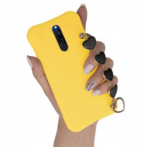 Etui Mat ŻÓŁTY do XIAOMI REDMI 8 Łańcuszek Serce