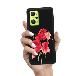 Etui Matowe Czarne REALME GT2 5G Wiosenne Wzory