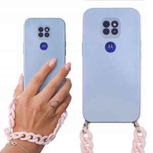 Etui Metalic Blue do MOTOROLA G9 PLAY Łańcuszek