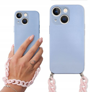 Etui Metalic Niebieski do IPHONE 13 MINI Łańcuszek