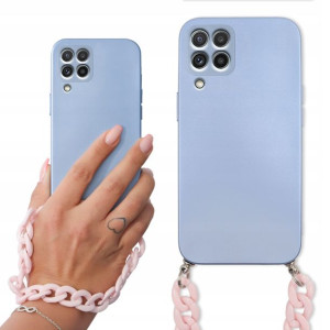 Etui Metalic Niebieski do SAMSUNG A22 4G Łańcuszek