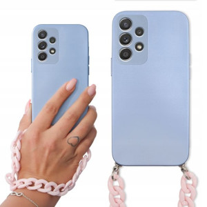 Etui Metalic Niebieski do SAMSUNG A52 5G Łańcuszek