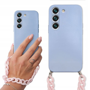 Etui Metalic Niebieski do SAMSUNG S22 Łańcuszek