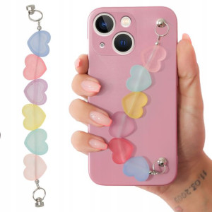 Etui Metalic Róż do IPHONE 13 MINI Łańcuszek Serca