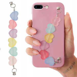 Etui Metalic Róż do IPHONE 7 PLUS Łańcuszek Serca