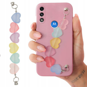 Etui Metalic Róż do MOTOROLA E7 POWER Łańcuszek