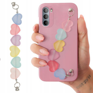 Etui Metalic Róż do MOTOROLA MOTO G31 Łańcuszek