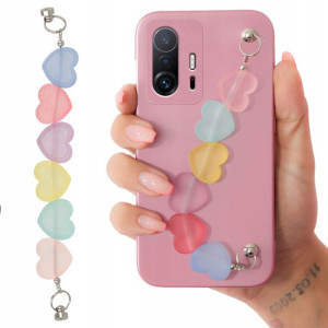 Etui Metalic Róż do XIAOMI 11T 5G Łańcuszek Serca