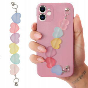 Etui Metalic Różowy do IPHONE 11 Łańcuszek Serca