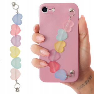 Etui Metalic Różowy do IPHONE 7 Łańcuszek Serca