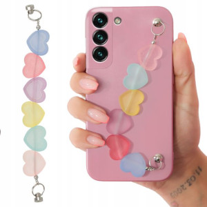 Etui Metalic Różowy do SAMSUNG S22 PLUS Łańcuszek