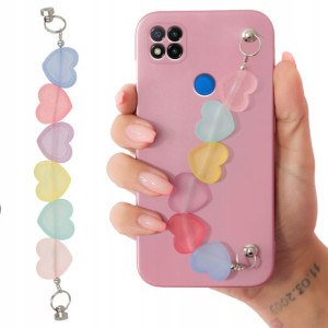 Etui Metalic Różowy do XIAOMI REDMI 9C Łańcuszek