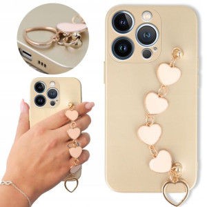 Etui Metalic Złoty do IPHONE 13 PRO z Łańcuszkiem