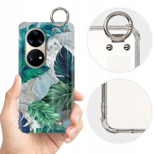 ETUI SHOCK+PASEK do HUAWEI P50 PRO Kwiaty Wzory