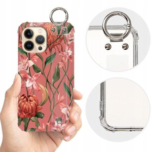 ETUI SHOCK+PASEK do IPHONE 13 PRO MAX Kwiaty Wzory