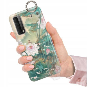 ETUI z PASKIEM do HUAWEI P SMART 2021 Kwiaty Wzory