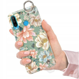 ETUI z PASKIEM do HUAWEI P30 LITE Kwiaty Top Wzory