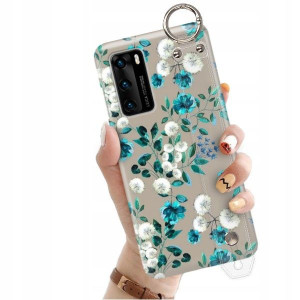 ETUI z PASKIEM do HUAWEI P40 Kwiaty Flowers Wzory