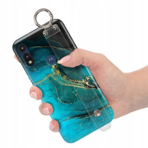 Etui z Paskiem do MOTOROLA E7 Marmurki Modne Wzory