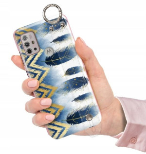 ETUI z PASKIEM do MOTOROLA G10 Glamour Pióra Wzory