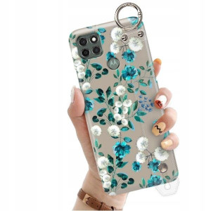 ETUI z PASKIEM do MOTOROLA G9 POWER Kwiaty Wzory