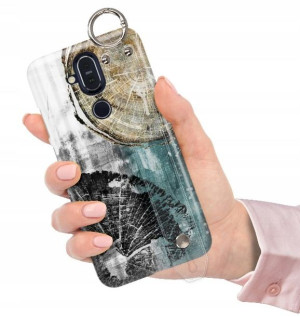 ETUI z PASKIEM do NOKIA 8.1 Glamour Pióra Wzory