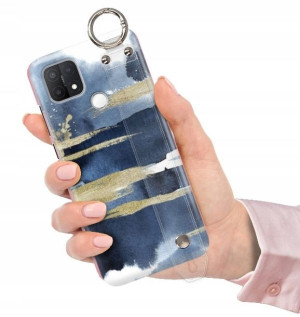ETUI z PASKIEM do OPPO A15S Glamour Pióra Wzory