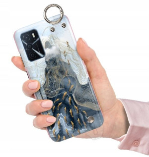ETUI z PASKIEM do OPPO A16S Glamour Pióra Wzory