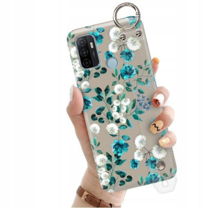 ETUI z PASKIEM do OPPO A53 Kwiaty Flowers Wzory