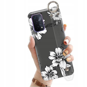 ETUI z PASKIEM do OPPO A74 5G Kwiaty Flowers Wzory