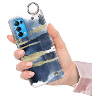 ETUI z PASKIEM do OPPO RENO 5 Glamour Pióra Wzory