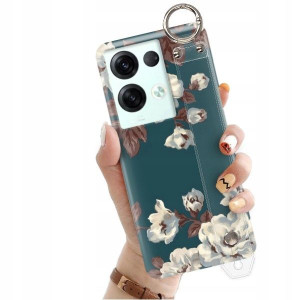 ETUI z PASKIEM do OPPO RENO 8 Kwiaty Flowers Wzory