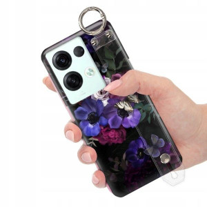 ETUI z PASKIEM do OPPO RENO 8 PRO 5G Kwiaty Wzory