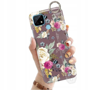 ETUI z PASKIEM do REALME C21 Kwiaty Flowers Wzory