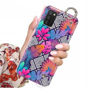 ETUI z PASKIEM do SAMSUNG A02S Kwiaty Flower Wzory