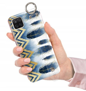 ETUI z PASKIEM do SAMSUNG F12 Glamour Pióra Wzory