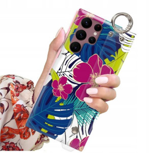 ETUI z PASKIEM do SAMSUNG S22 ULTRA Kwiaty Wzory